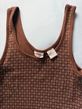 Levi's Chocolate Brown Ribbed Tank with Tiny White Floral Dots